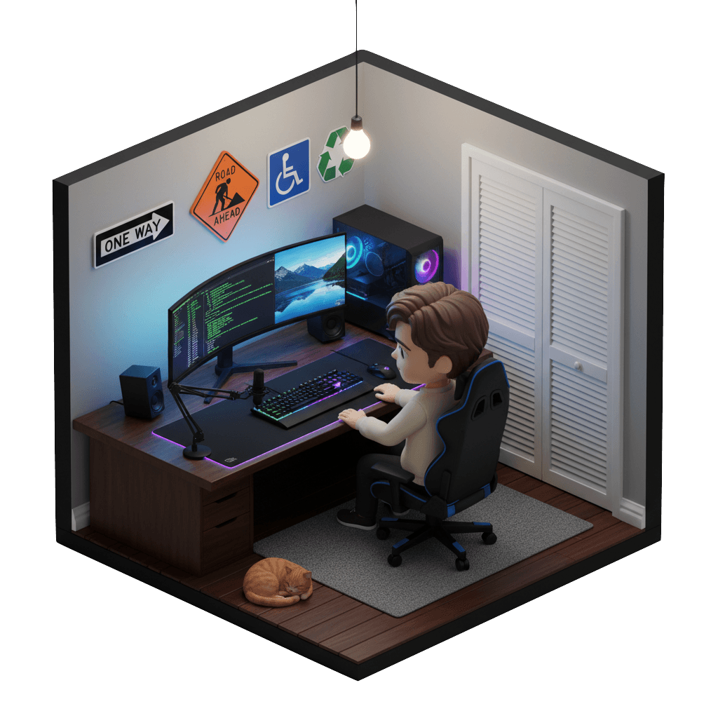 Isometric 3D miniature of my desk setup